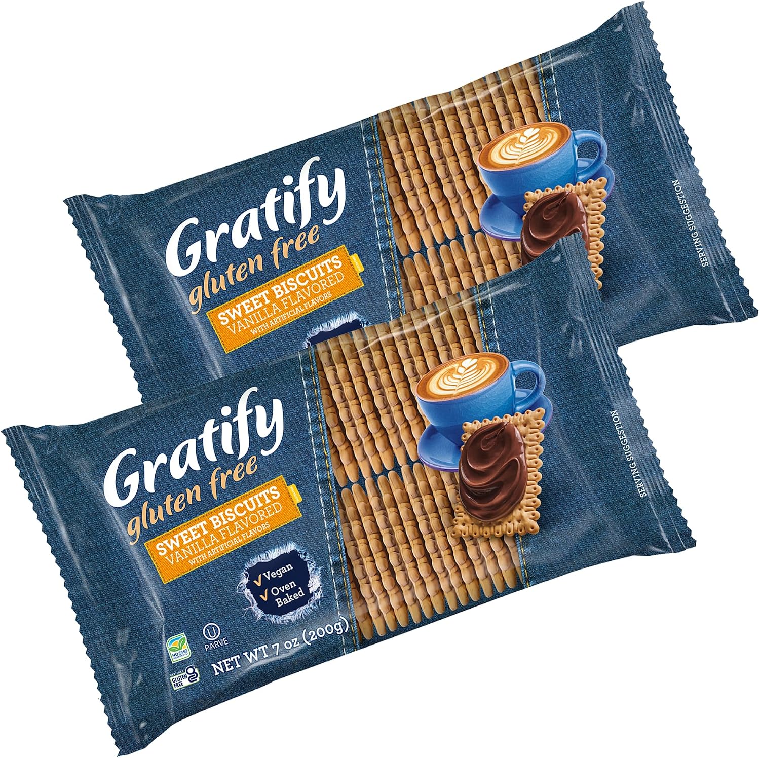 Gratify Petit Beurre Classic Biscuits - Gluten Free and Vegan Biscuits for Tea, Coffee, or Breakfast, Oven Baked Healthy Snack - (Pack of 2)