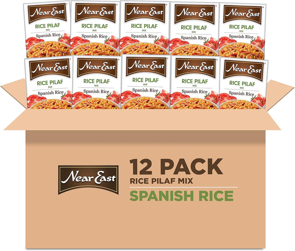 Near East Rice Pilaf Mix, Spanish Rice, 6.75oz Boxes (12 Pack)