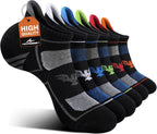 Niorasen Mens Running Socks 6 Pairs with Arch Compression Support, Cushioned Breathable Ankle Socks, Wicking Athletic Sock