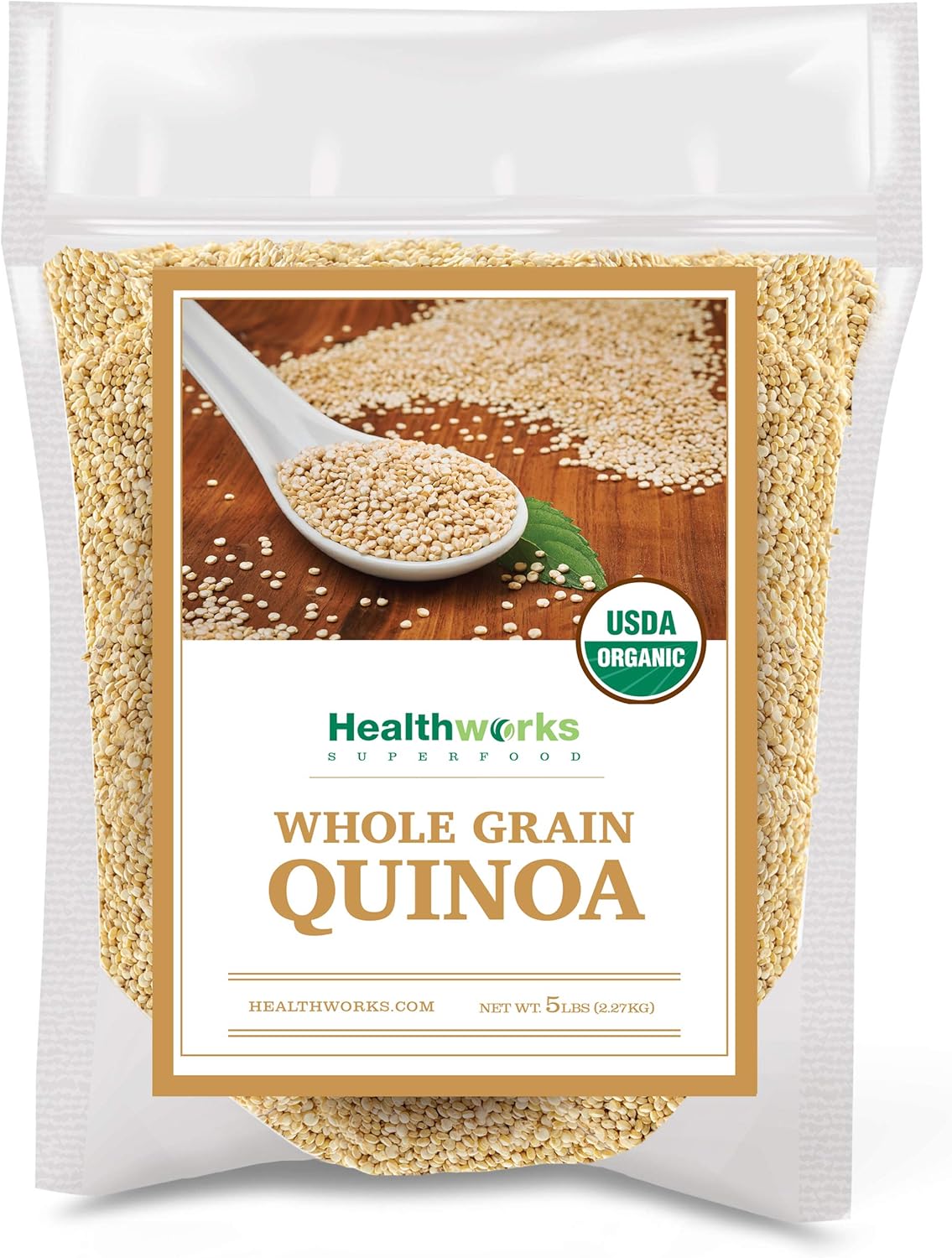 Healthworks Superfoods Organic Quinoa White Whole Grain Raw - 80 Oz / 5 Lbs - Protein, Fiber & Iron - Peruvian Origin - Rice & Pasta Substitute