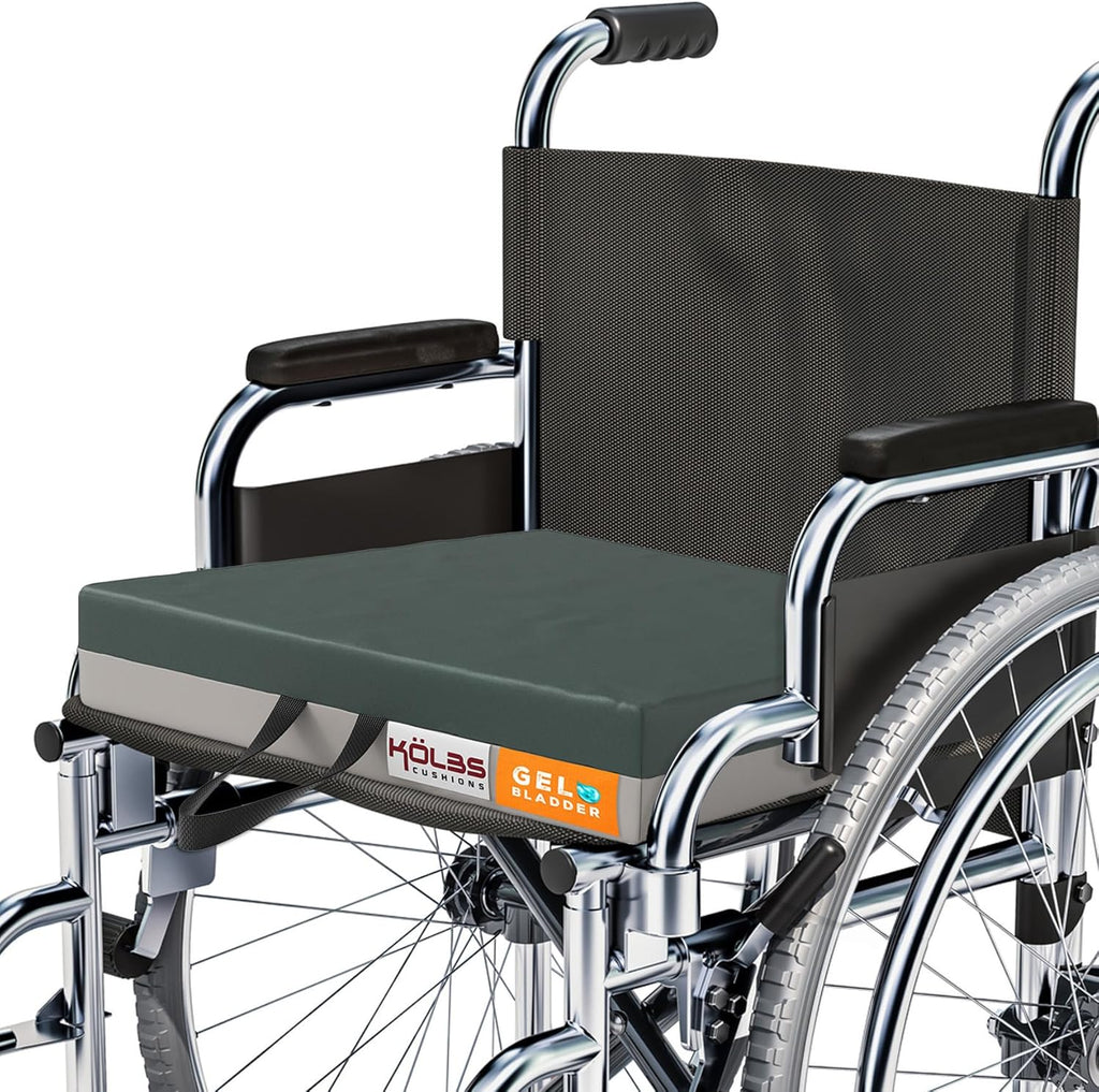 Kölbs Gel Extreme Wheelchair Seat Cushion, Coccyx, Sciatica & Tailbone Pain Relief, Ideal for Office, Kitchen Wheelchairs and Auto, 16 x 16 Inch Seat, 3 Inch Thick