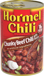 HORMEL Chili Chunky Beef Chili with Beans, No Artificial Ingredients, 15 Oz