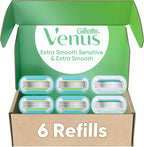 Gillette Venus Womens Razor Blade Refills, Venus Extra Smooth 4 Count and Venus Deluxe Smooth Sensitive 2 Count, 6 Total Refills