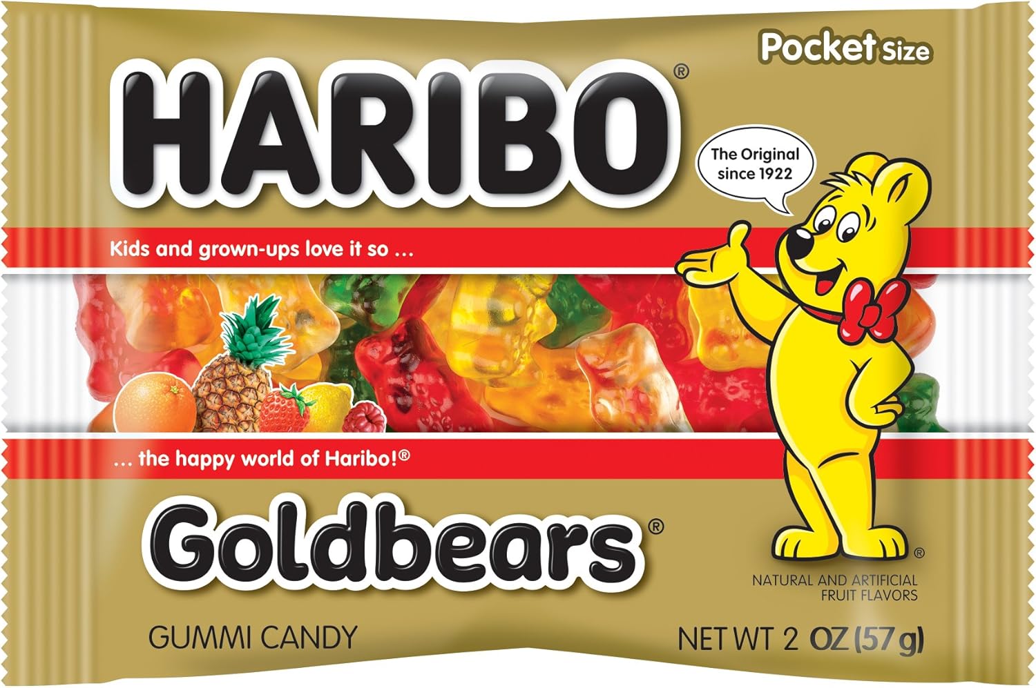 Haribo Gummi Candy, Goldbears, 2 Ounce (Pack of 4)