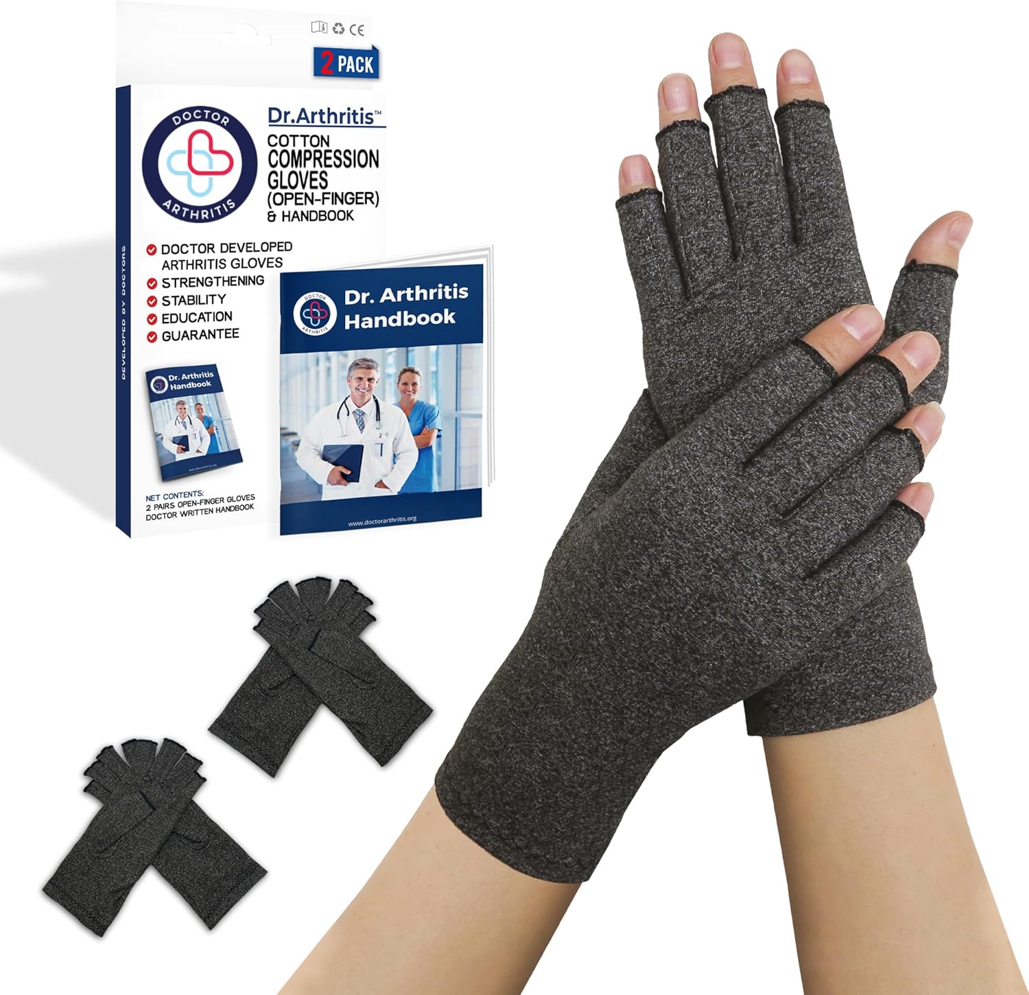 Doctor Developed Compression Gloves for Women and Men, Open-Finger Arthritis Gloves, Typing Gloves, Arthritis & Carpal Tunnel