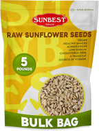 Sunbest Natural Raw Sunflower Seeds, 5 lbs – Unsalted & No Shell – Bulk Sunflower Seed Kernels to Eat – For Snacking, Baking & Topping – Road Trip, After School Snack for Kids & Adults – Kosher (80 oz)