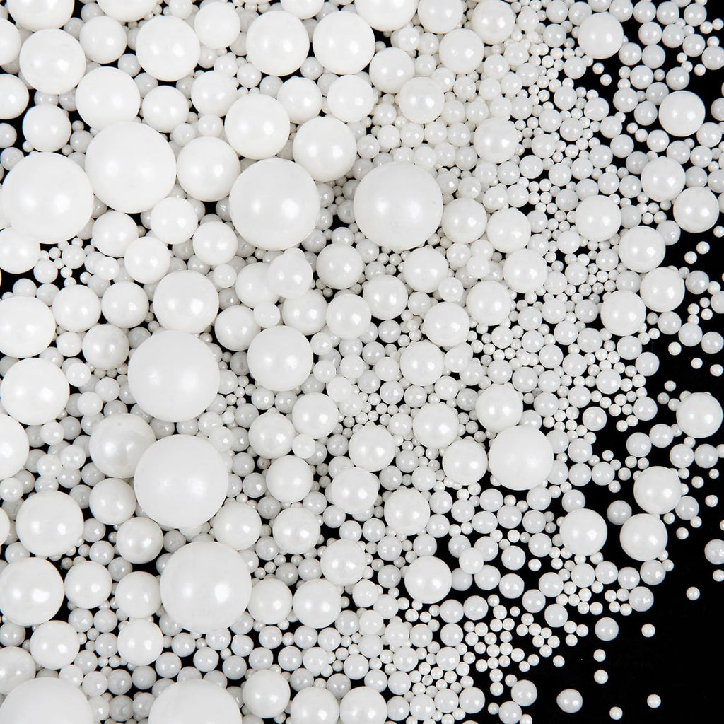 Sprinkles, White Pearl Sprinkles, 130g/4.6oz Edible Pearls for Cake Decorating, Sugar Pearls Candy Baking Decorations, Cupcake Cookie Ice Cream Toppings, Wedding Party Supplies