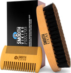 Beard Brush and Comb - Natural Boar Bristle Beard Brush & Beard Comb for Men - Facial Hair Care Gift Set for Men - Mustache Styling, Grooming & Shaping Tools