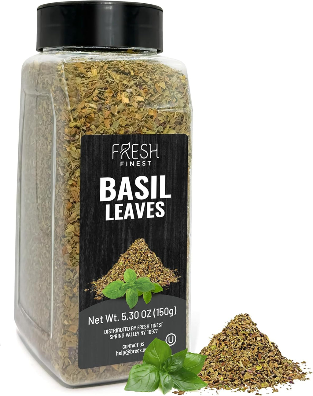 Fresh Finest Basil Leaves Spice 5.30 oz – Dried Sweet Basil for Cooking, Non-GMO, Gluten-Free,