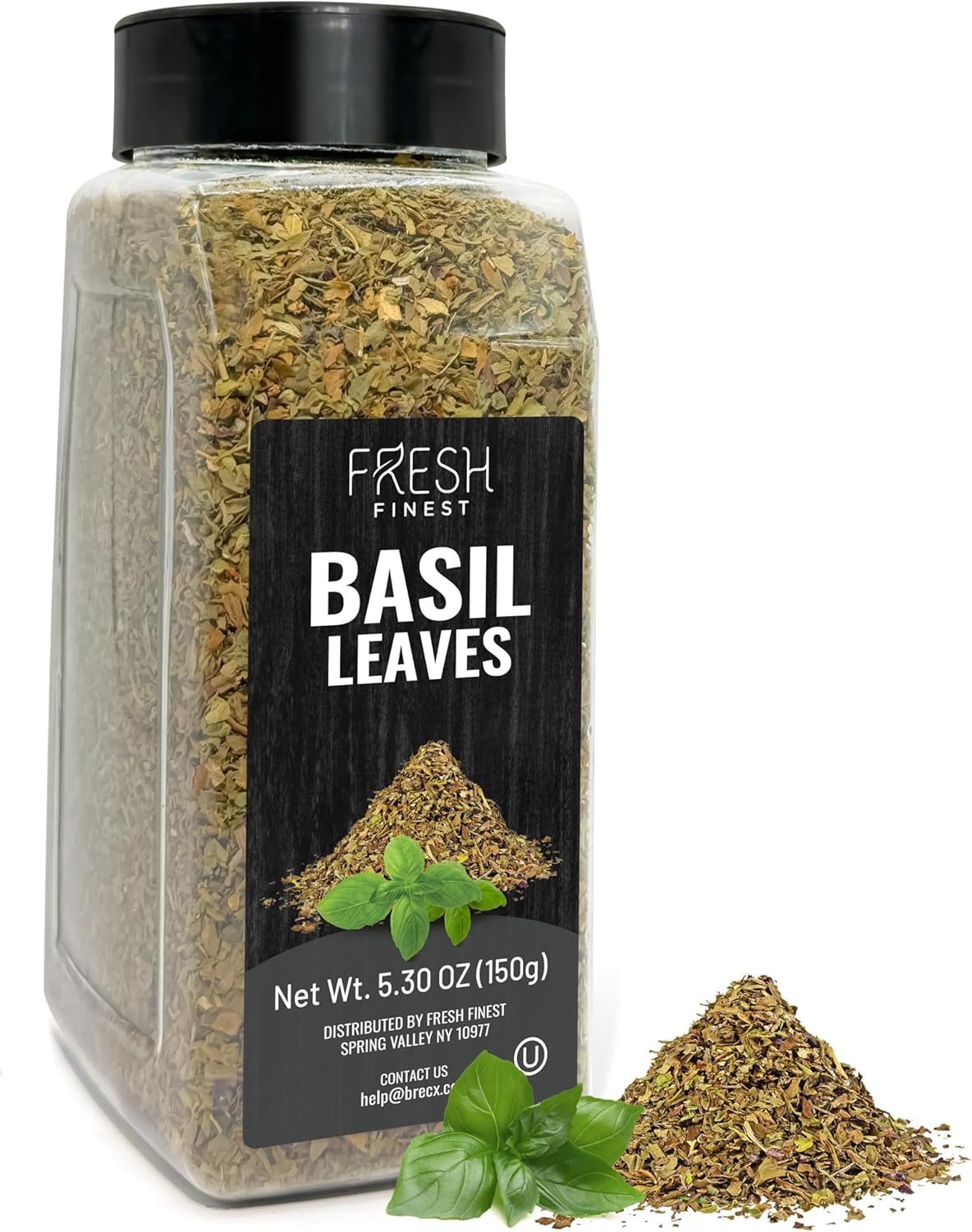 Fresh Finest Basil Leaves Spice 5.30 oz – Dried Sweet Basil for Cooking, Non-GMO, Gluten-Free,