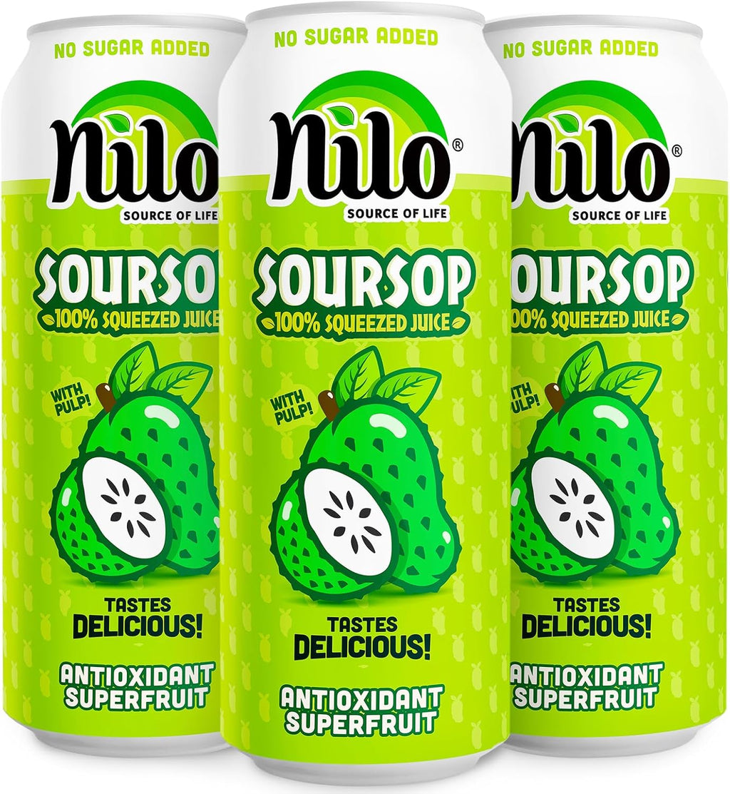 NILO Soursop Juice | 100% Real Guanabana Soursop Graviola | NO Sugar added | NOT From Concentrate | 16.57 oz (Pack of 12)