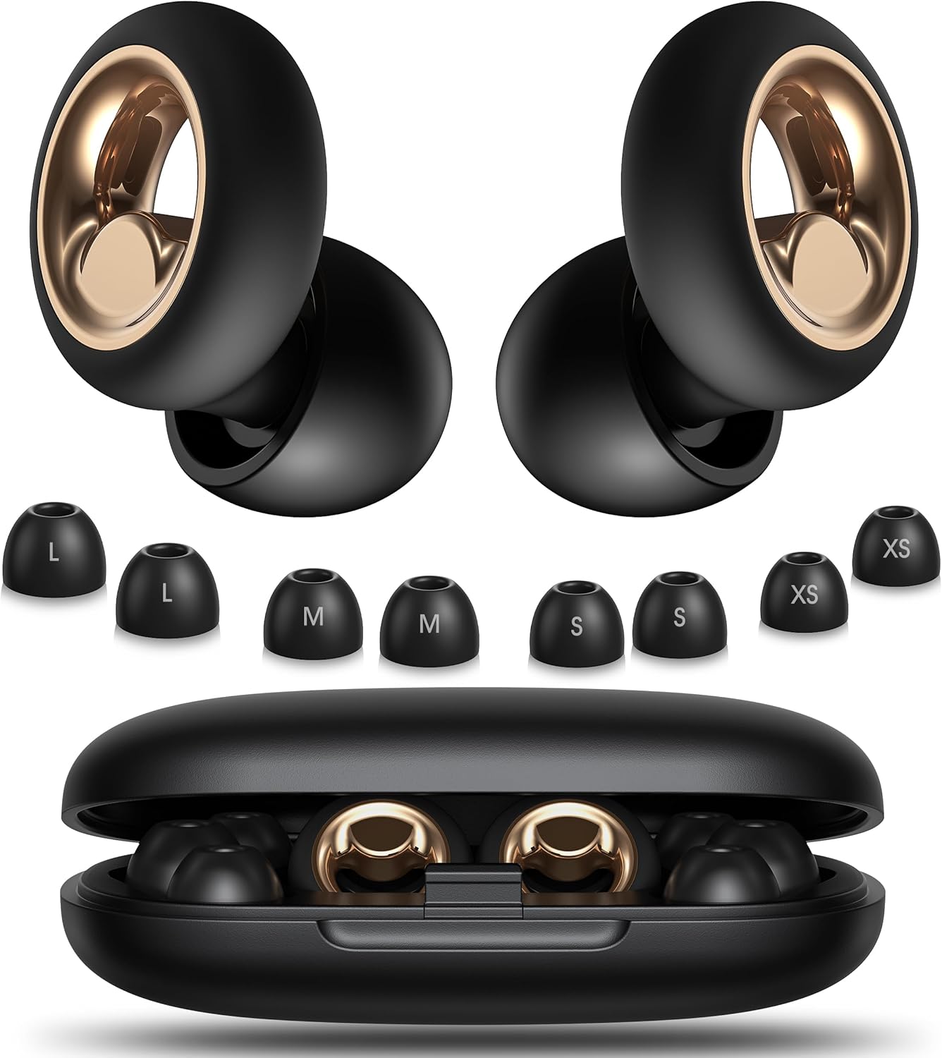 Ear Plugs for Sleeping Noise Cancelling, Reusable Silicone Ear Plugs for Noise Reduction, Soft Hearing Protection with 8 Ear Tips for Concerts, Work, Shooting, and Travel (Black)