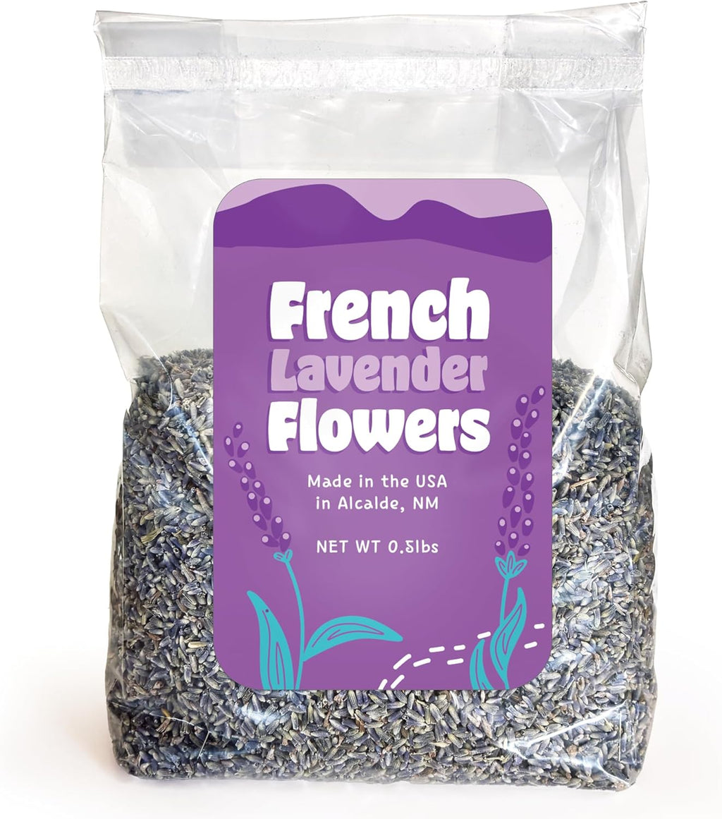 French Lavender Buds Natural Dried Flowers Wholesale, High-Altitude, Made in the USA, Ultra Blue Grade - 1/2 Pound