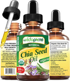 MYVIDAPURE Organic CHIA SEED OIL Certified Organic 100% Natural Pure VIRGIN UNREFINED Undiluted Cold Pressed Carrier Oil for Face Skin Body Hair Lip Nails Anti-Aging Rich in Vitamin E (0.5 Fl Oz)