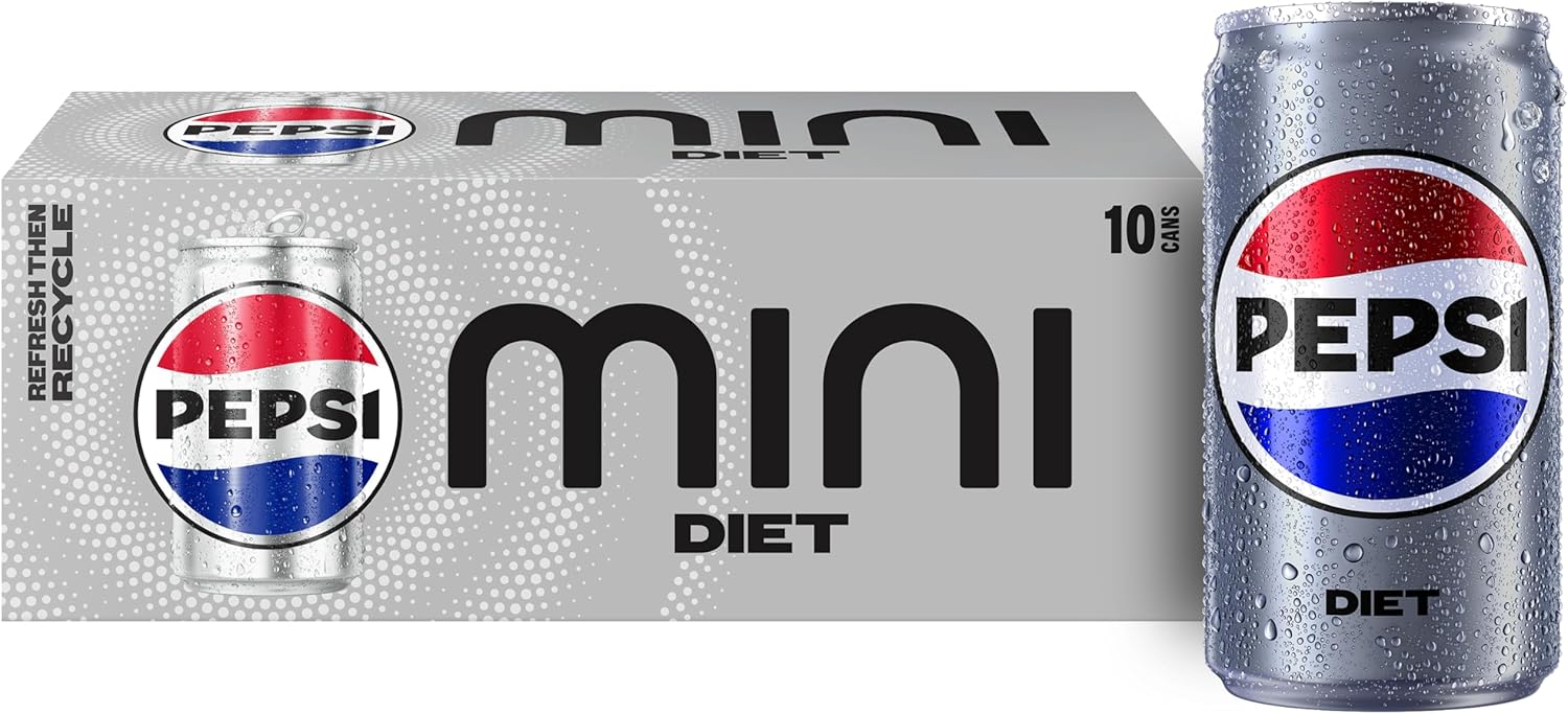 Diet Pepsi Soda, 7.5 Ounce Mini Cans, 10 Pack