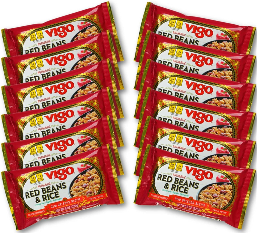 Vigo Authentic Red Beans & Rice, Low Fat, 8oz (Red Beans & Rice, Pack of 12)
