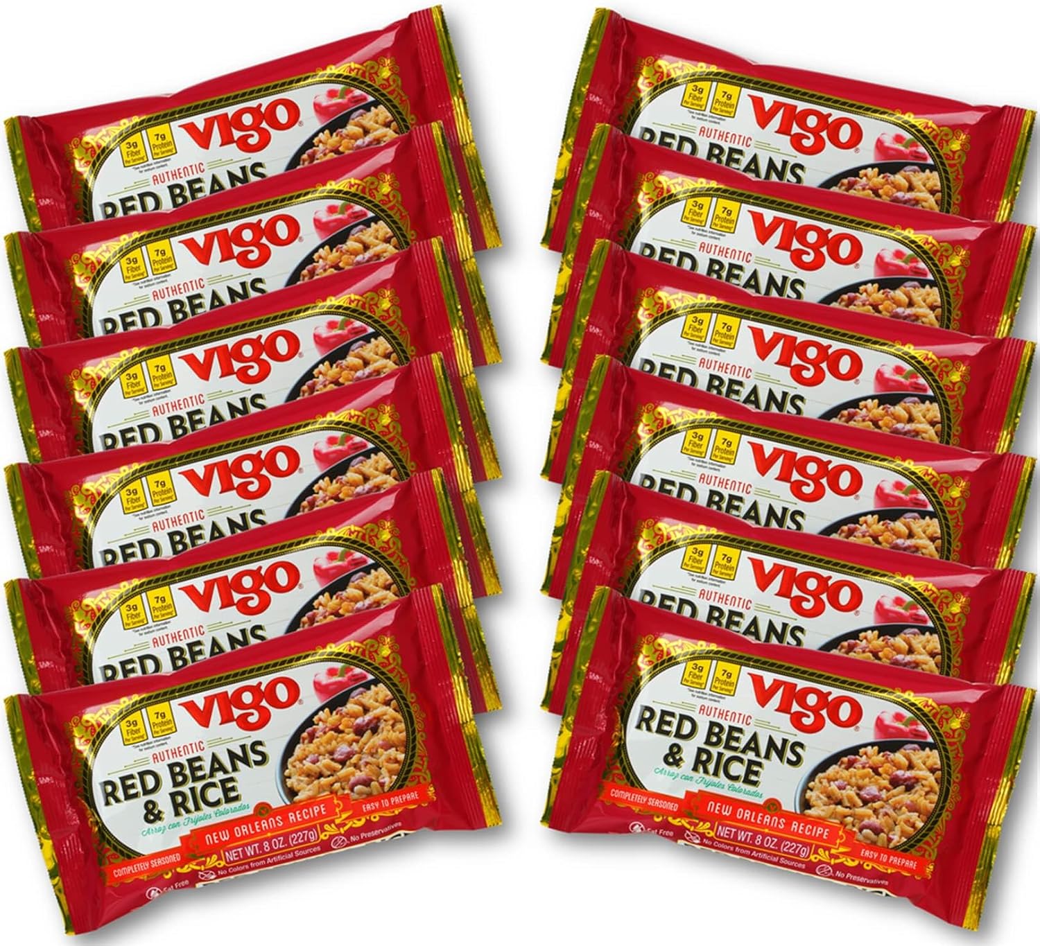 Vigo Authentic Red Beans & Rice, Low Fat, 8oz (Red Beans & Rice, Pack of 12)
