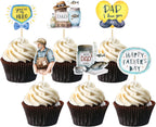 Gyufise 36Pcs Happy Father's Day Cupcake Toppers Heart Best Dad Ever Cake Topper You are My Hero Cake Decorations for Fathers Day Birthday Party Decorations Supplies
