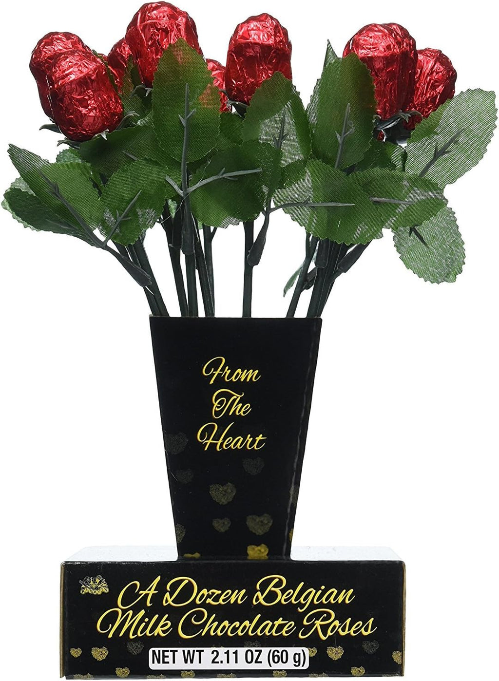 One Dozen Belgian Milk Chocolate Roses in Gift Box