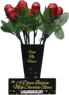 One Dozen Belgian Milk Chocolate Roses in Gift Box