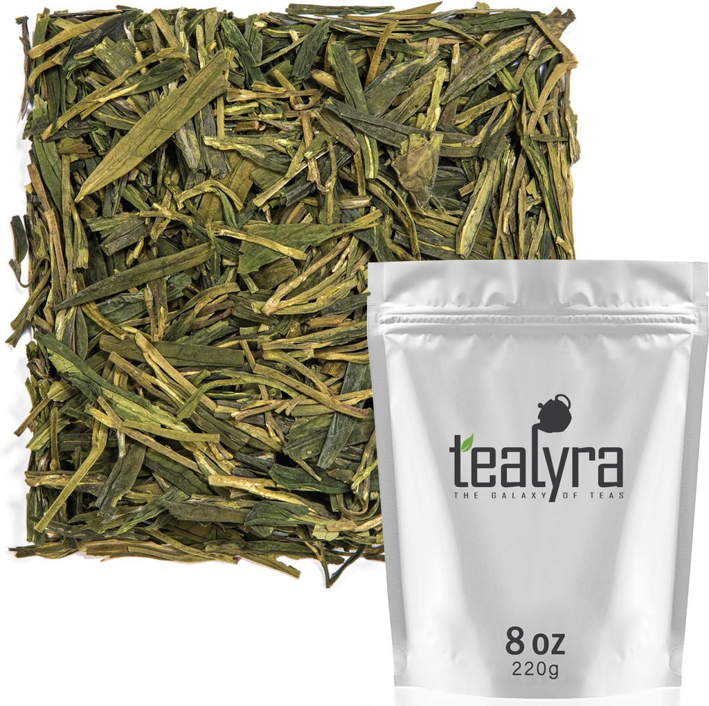 Tealyra - Premium Dragon Well - Long Jing - Green Tea - Famous Chinese Loose Leaf Tea - First Grade - 8-Ounce