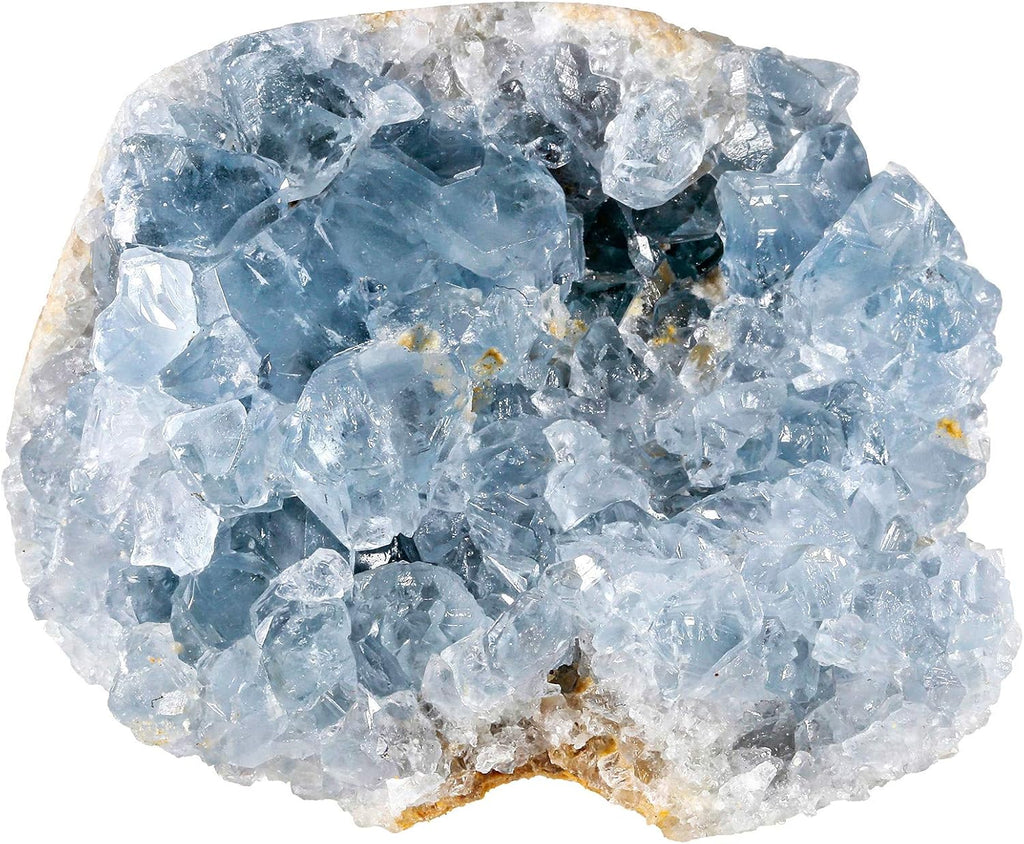 Rockcloud Natural Raw Blue Celestite Mineral Healing Crystal Cluster Geode Irregular Home Decoration Gemstone Specimen, 0.48-0.66 lb