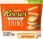 REESE'S THiNS White Creme Peanut Butter Cups, Candy Share Pack, 7.37 oz