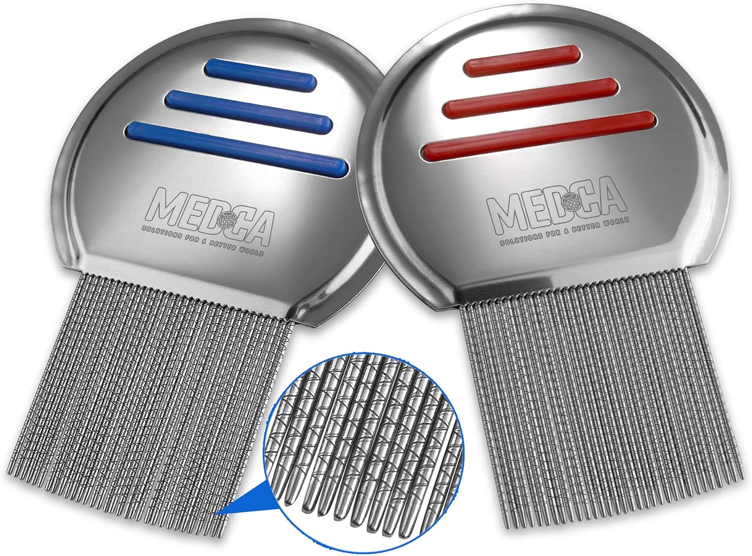 Lice Comb - (Pack of 2) Stainless Steel Professional Lice Combs and Head Lice Treatment to Effectively Get Rid of Hair Lice and Nits, Best Results for Infection and Re-infection in Kids & Adults