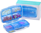 Travel Pill Organizer Large Portable Medication Organizer, Fullicon Oversize 8 Compartment Pill Box, Vitamin Travel Case Pill Holder - Airtight & Moistureproof (Blue)