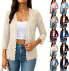 Spring Cardigans for Women 2026 Lightweight 3/4 Sleeve Crochet Lace Cardigan Dressy Casual Open Front Bolero Shrug