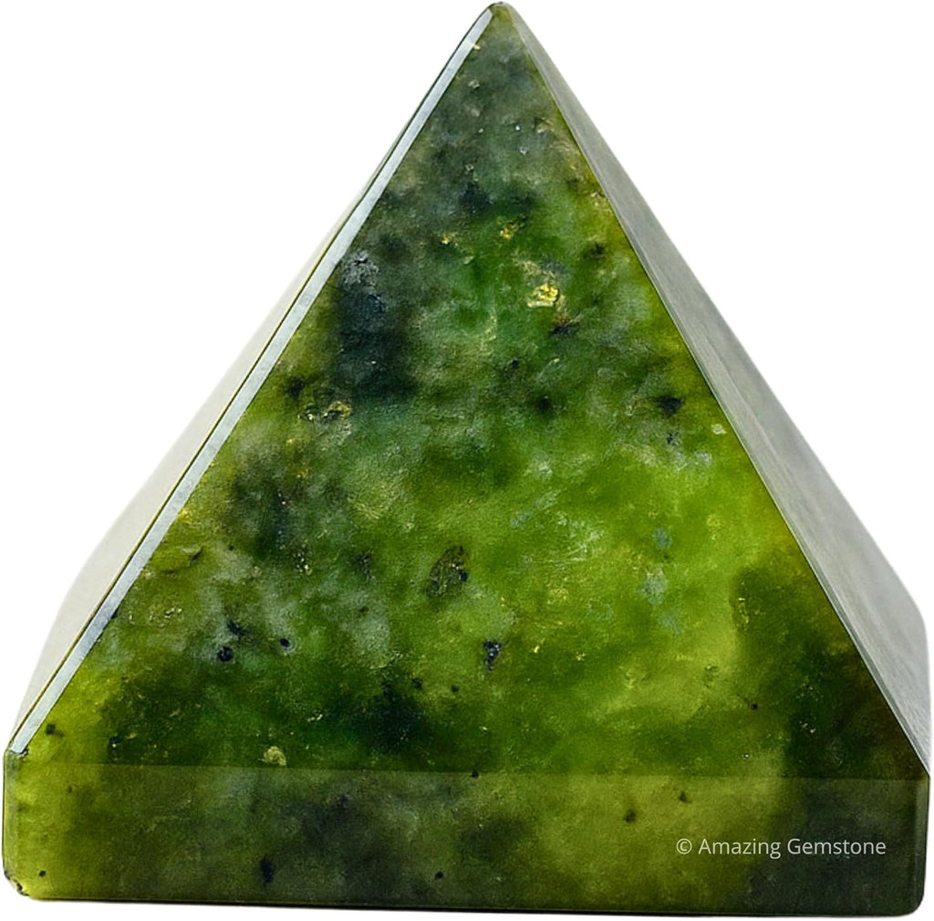Amazing Gemstone Green Jade Pyramid Crystal Healing Stones - 1" Great Pyramid Figurine of Natural Stone Pyramid for Meditation, Reiki, Chakra Balancing and Crystal Pyramids Grid