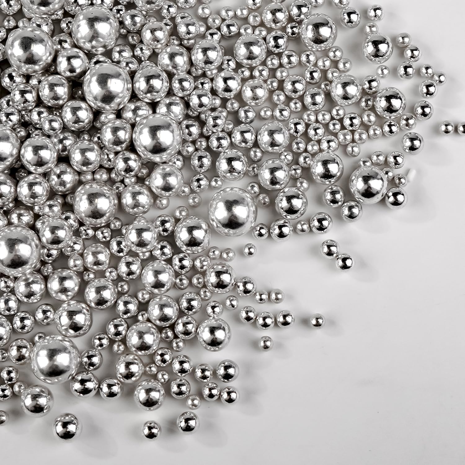 Edible Silver Pearl Sugar Sprinkles, Silver Pearls for Cake Decorating, Mix Size, 180g/6.35oz, Cake Decorations, Cupcake Toppers, Cookie Decoration, Easter Wedding Party Supplies