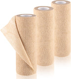 Nuanchu 3 Pcs Self Adhesive Cohesive Wrap Bandages 6 Inches x 5 Yards Non Woven Athletic Tape Breathable Self Adherent Bandage Wrap Elastic Sports Gauze Rolls Tape for Wrists, Knee, Ankle(Beige)