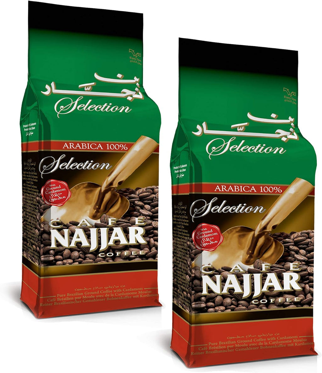 Cafe Najjar Classic with Cardamom Turkish-style ground coffee 450 g -1 lbs, Lebanon (Pack of 2)