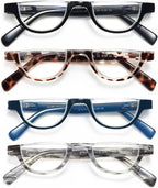 EYEURL Half Frame Reading Glasses for Women-4 Pack Blue Light Glasses Fashion Computer Readers for Women Anti UV Ray Eyeglasses with Spring Hinges,1.5