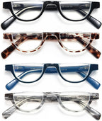 EYEURL Half Frame Reading Glasses for Women-4 Pack Blue Light Glasses Fashion Computer Readers for Women Anti UV Ray Eyeglasses with Spring Hinges,2.0