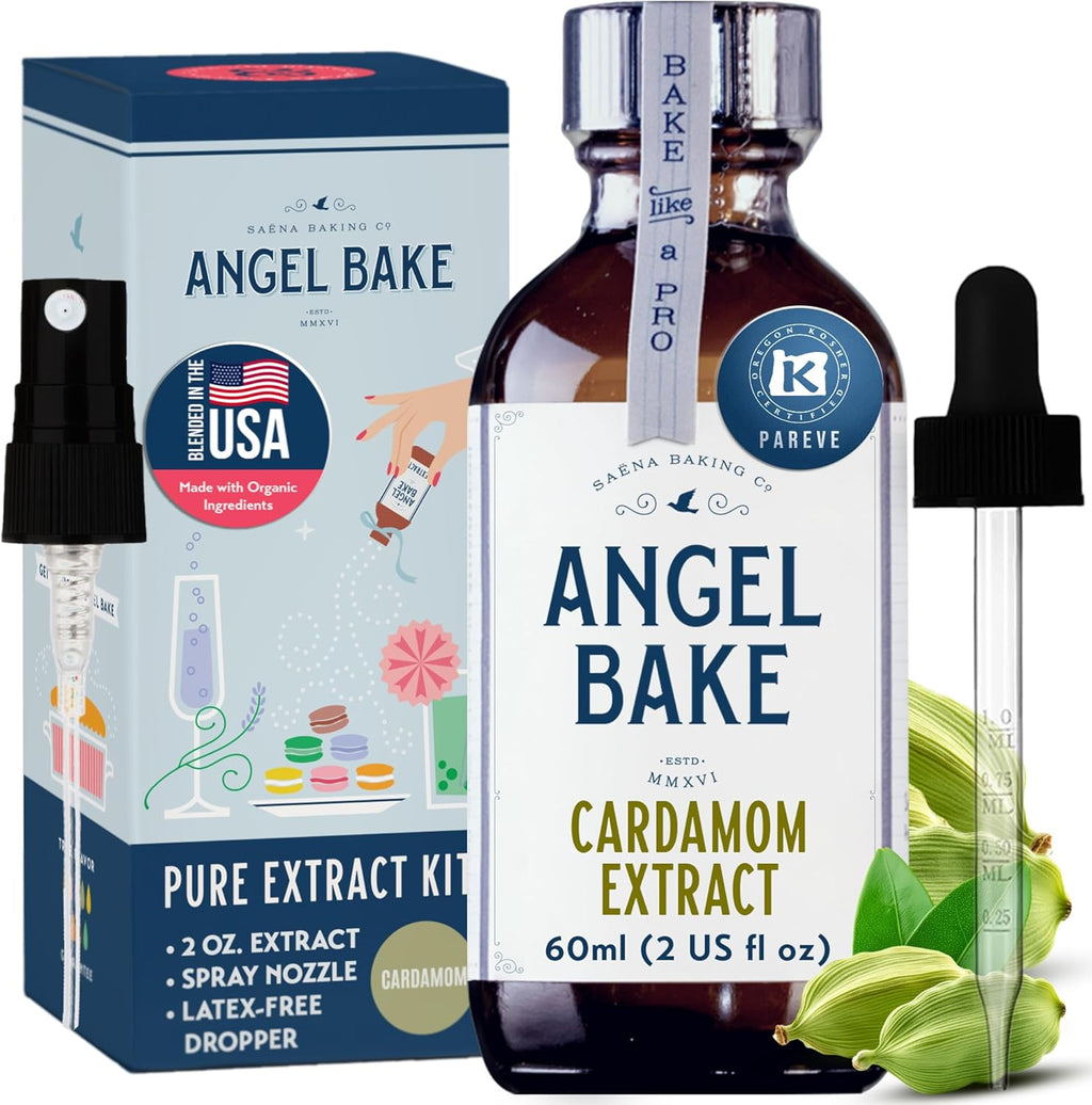 Pure Cardamom Extract for Baking and Mixology- 100 Servings Premium Natural Flavoring for Cooking, Desserts, Beverages - Kosher, Keto Friendly, Vegan & Gluten-Free (2 Oz Extract with Latex-Free Dropper & Spritzer)