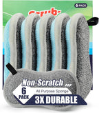 Dual Sided All-Purpose Sponges Kitchen,Dish Sponge for Washing Dishes Cleaning Kitchen,Non Scratch,Rough Scrubbers for Non-Stick Cookware, Soft Microfiber Scrub for Dishes(Bule,6Pack)