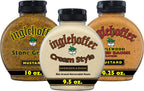 Inglehoffer Condiment Variety Pack, Stone Ground Mustard, Cream Style Horseradish and Applewood Smoked Bacon Mustard (Pack of 3)