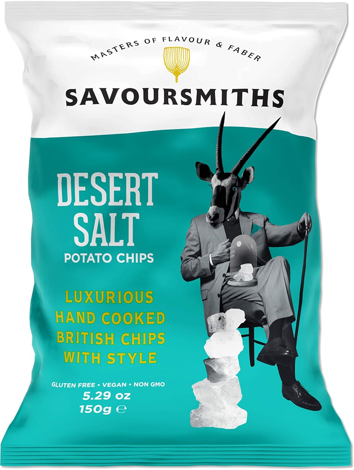 SAVOURSMITHS Hand Cooked Potato Chips, Desert Salt, Gluten Free, Vegan, Non Gmo, All Natural, 5.29 Oz, 4 Count