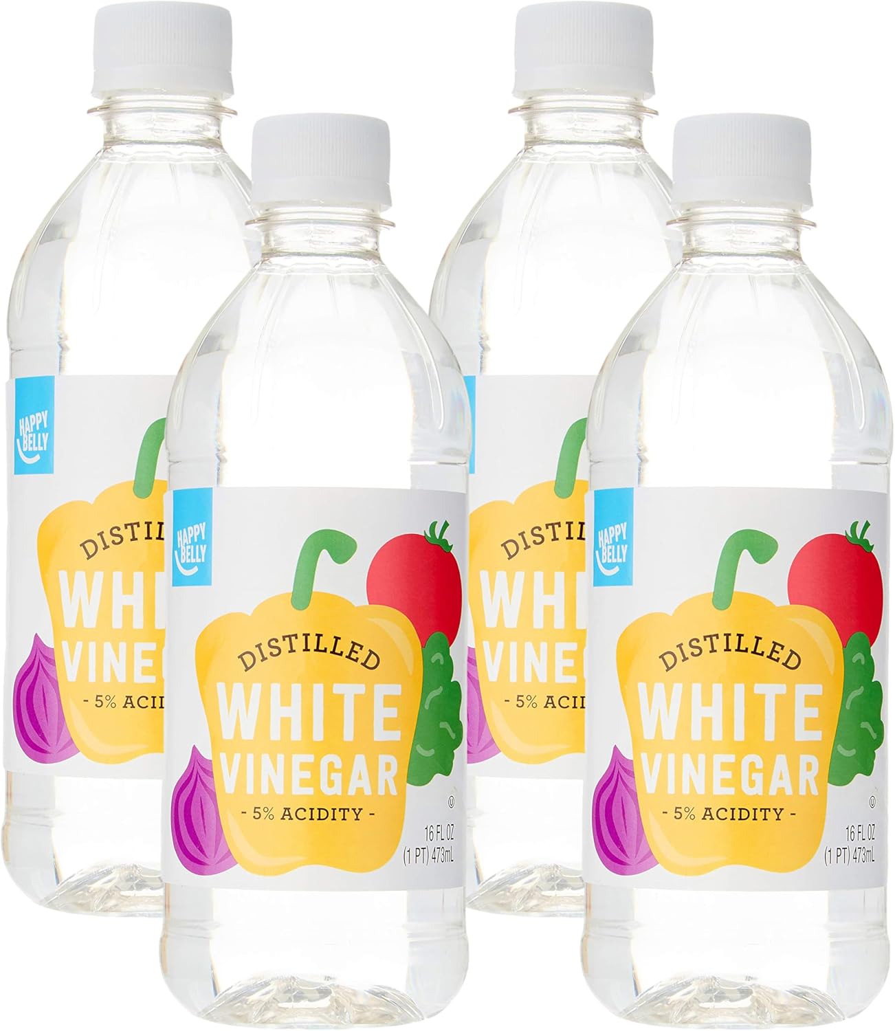 Amazon Saver, Distilled White Vinegar, Great for Cooking and Cleaning, 16 Fl Oz (Pack of 4)