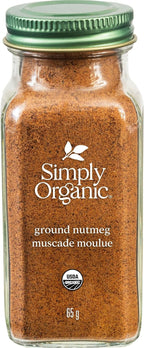 Simply Organic Pure Ground Nutmeg, 2.3 Ounce Jar,Aromatic, Subtly Spicy-Sweet Flavor, Organic, Kosher, No GMO, No ETO