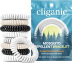Cliganic 20 Pack Mosquito Repellent Bracelets for Adults & Kids (Neutral Colors) - Natural DEET-Free Bands, Individually Wrapped