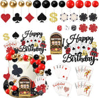Rsstarxi Casino Party Cake Topper Decoration with Mini Slot Machine Poker Chips Cake Decoration for Las Vegas Casino Night Theme Birthday Party Cake Decorations Supplies