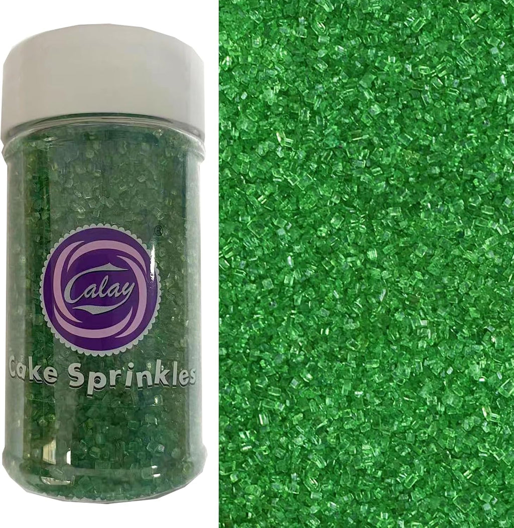 Sentovac Green Sanding Sugar for Baking Edible Sparkling Coarse Sugar Crystals Sprinkles for Baking Topping Cake Cookie Cupcake Topper Ice Cream Decoration Supplies 3.2 OZ