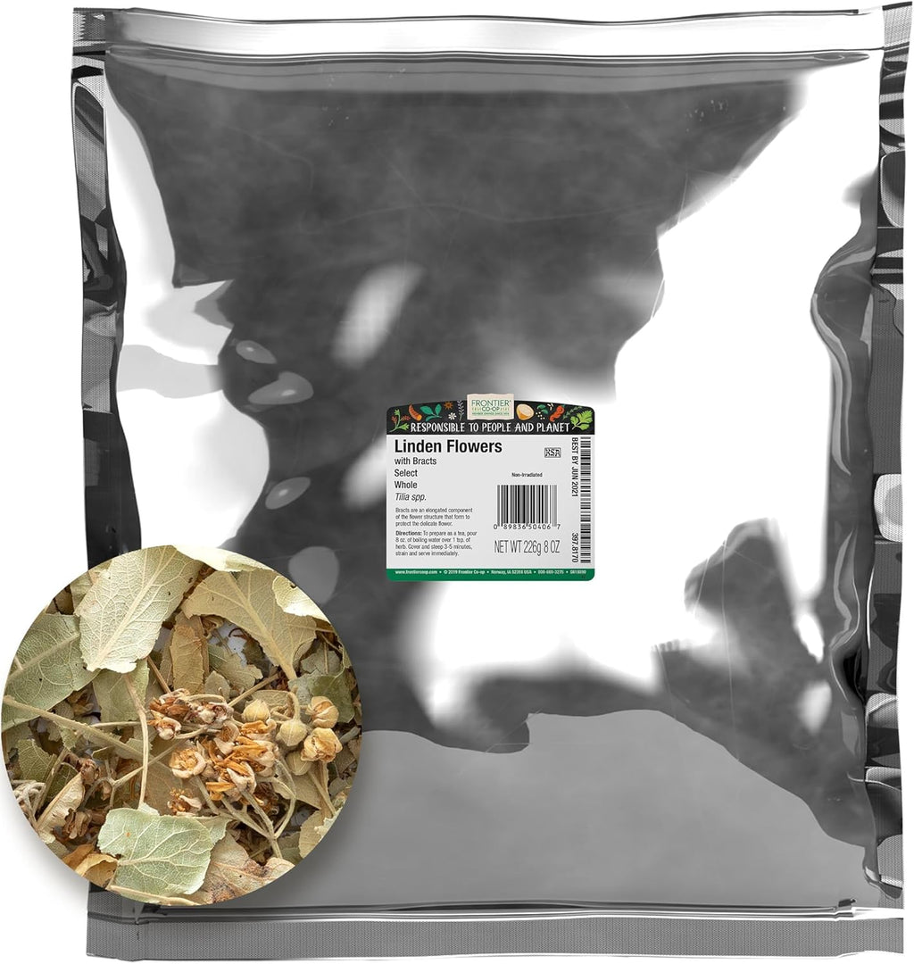 Frontier Co-op Dried Whole Linden Flowers With Bracts, 8 oz, Bulk Bag - For Herbal Tea, Blends, and DIY Lotions and Skincare