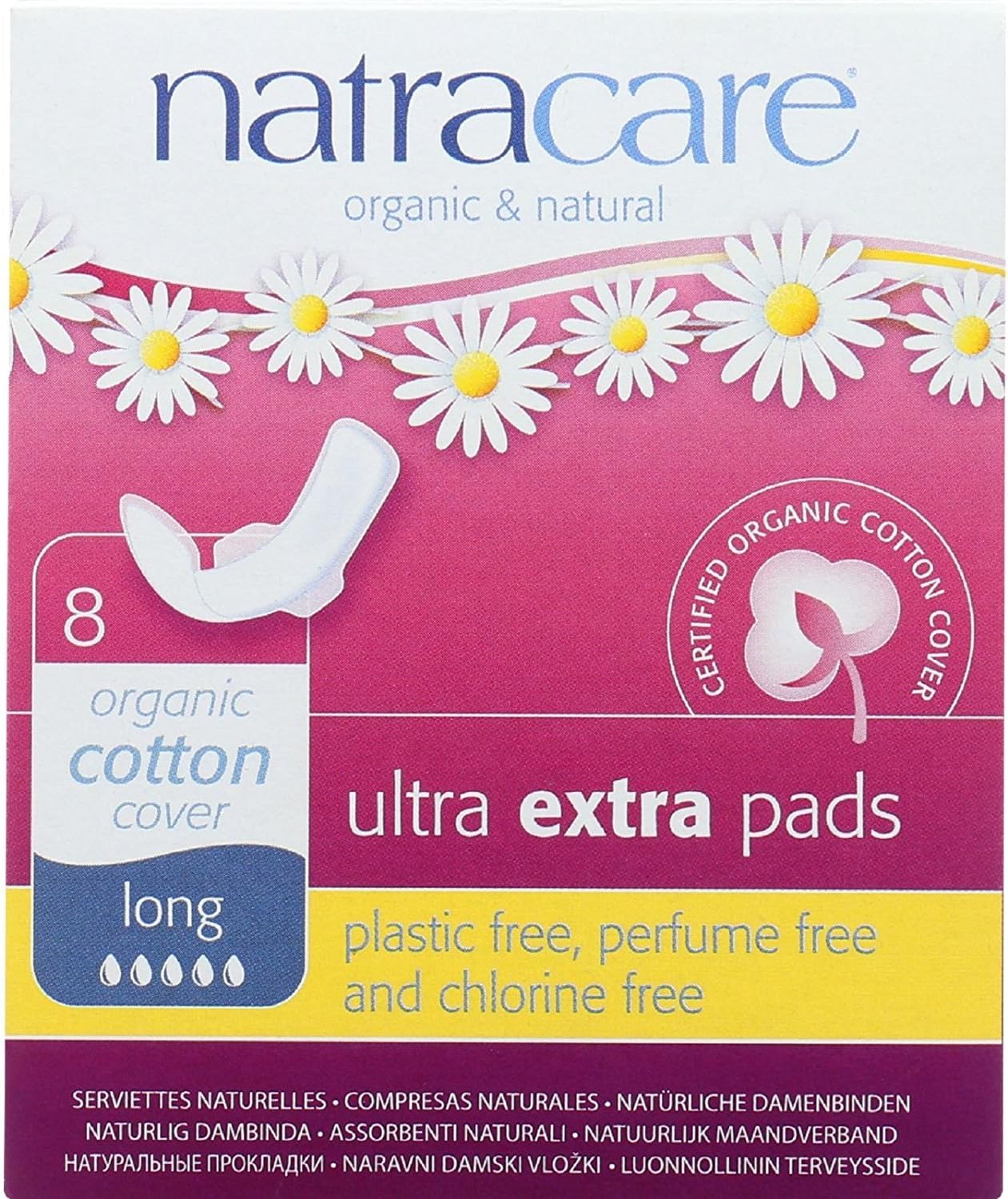 Natracare Ultra Extra Pads w/Wings - Long - Organic and Natural - 8 Count (Pack of 4)