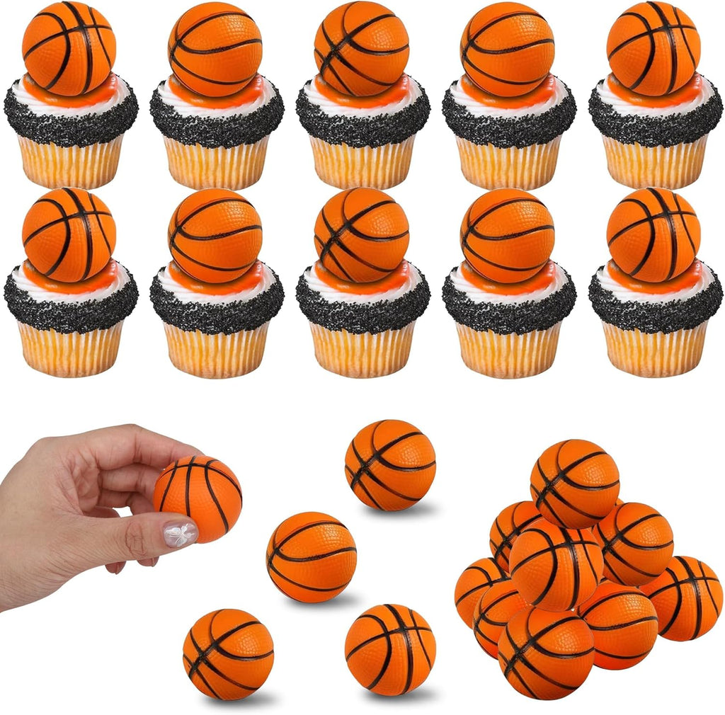 12 PCS Basketball Cupcake Toppers 3D Mini Sports Ball Cupcake Picks Basketball Party Decorations for Sports Theme Baby Shower Kids Birthday Aniversary Party Cake Decorations Supplies
