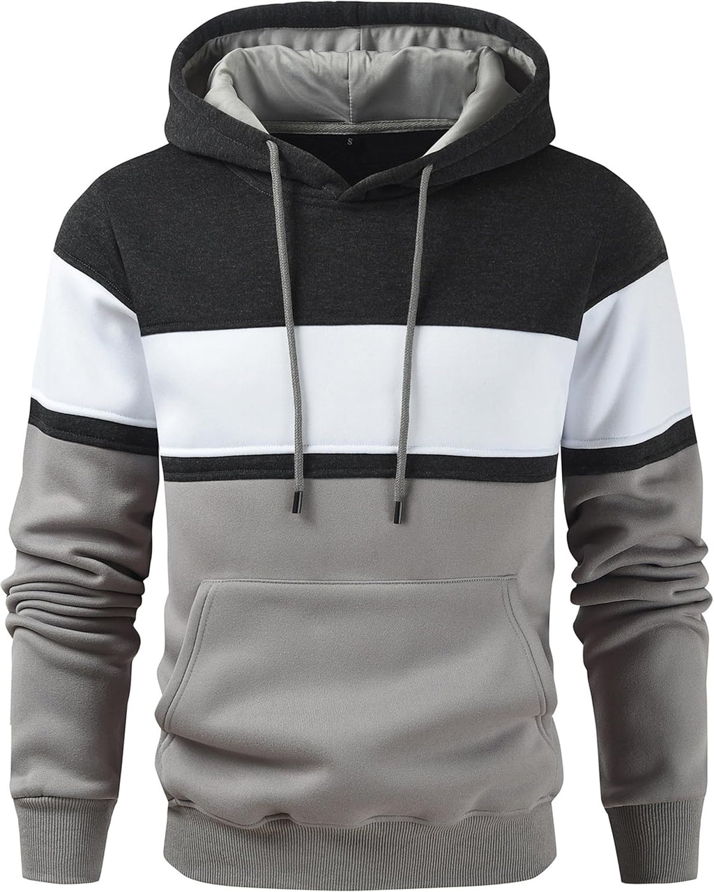 Men's Novelty Color Block Pullover Hoodie Casual Fleece Long Sleeve Hooded Sweatshirt