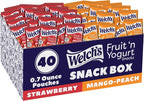 Welch's Fruit Snacks, Fruit 'n Yogurt Variety Pack, Strawberry, Mango Peach, Gluten Free, Bulk Pack, Single Serve, 0.7 oz Bags (Pack of 40)